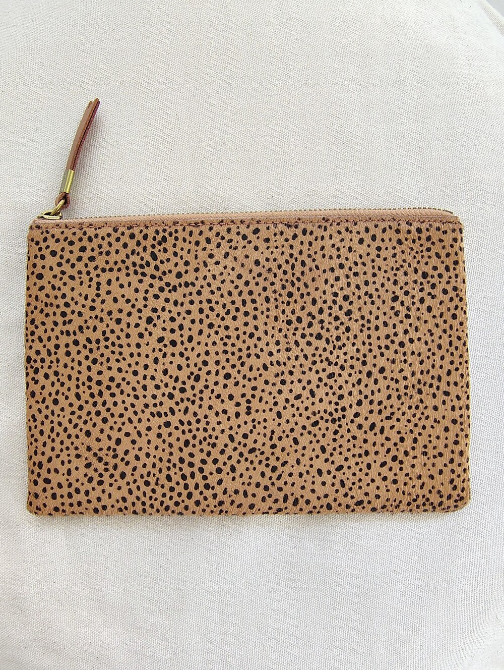Madewell Dotted Calf Hair Zippered Clutch Wallet
